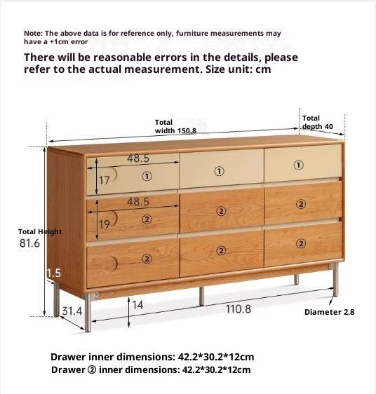 Cherry, Tulipwood Solid Wood Modern Minimalist Chest of Drawers