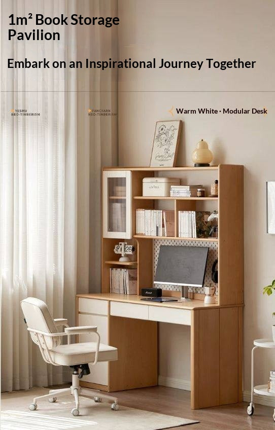 Beech Solid Wood Kids Desk Combination