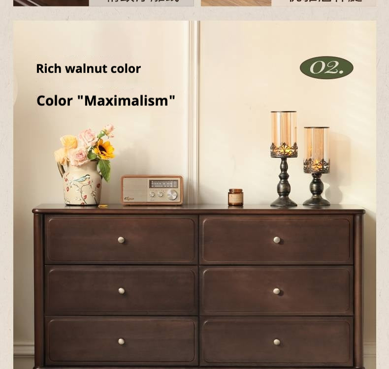 Poplar Solid Wood American Retro Style Chest of Drawers.
