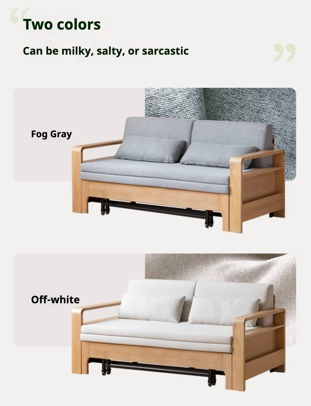 Oak Solid Wood Multi-function Sleeper Sofa.