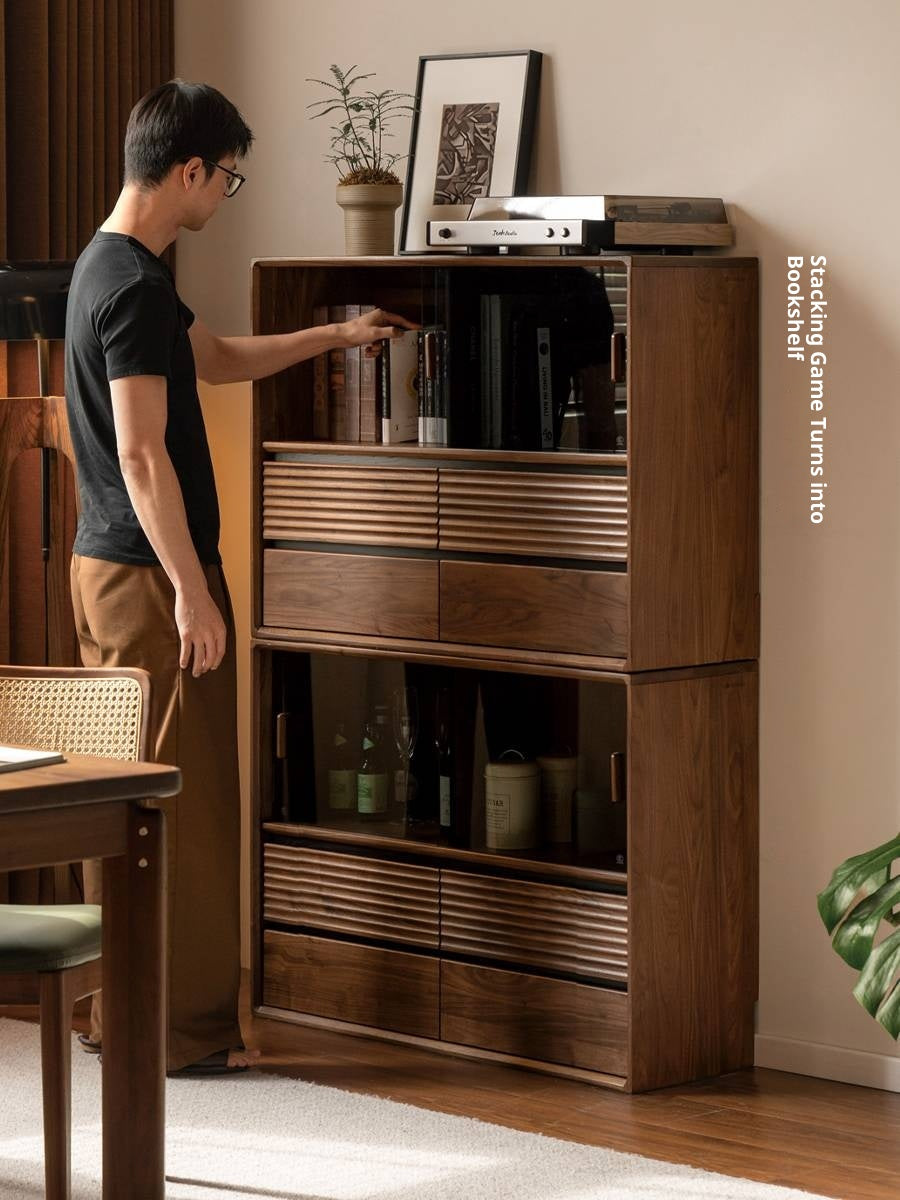 Black Walnut Solid Wood Italian Light Luxury Bookcase