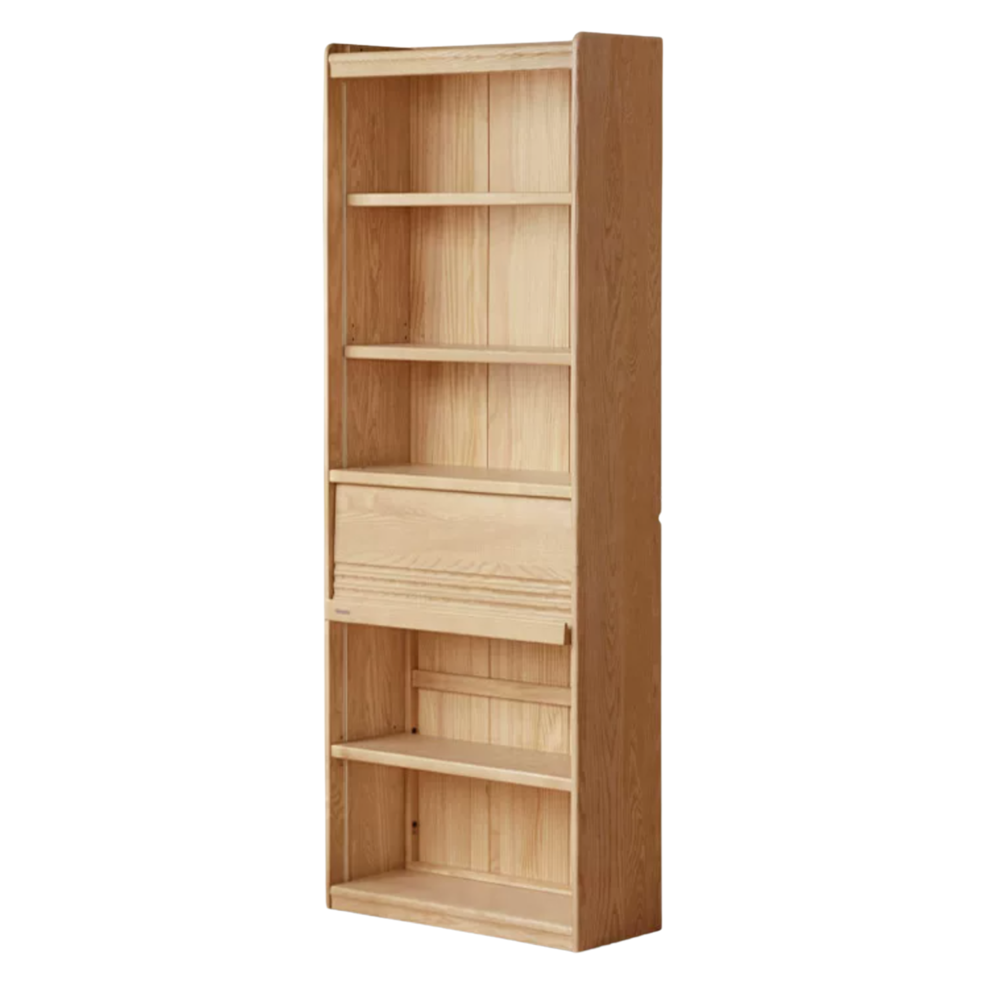 Oak Solid Wood Display Bookcase with Wall-Mounted Option and Storage Cabinet