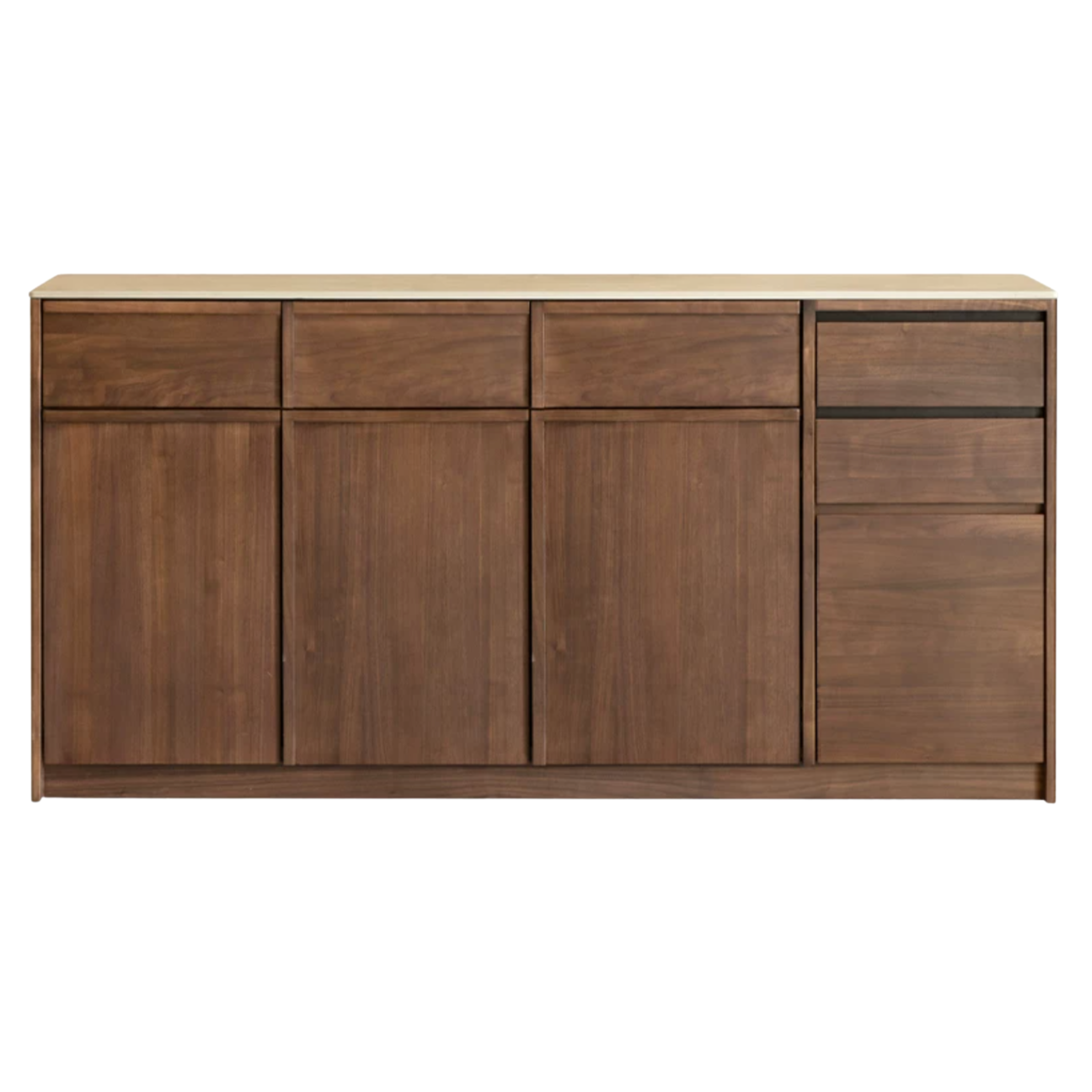 Black Walnut Solid Wood Sideboard with Slate Top, Storage Cabinet for Dining Room