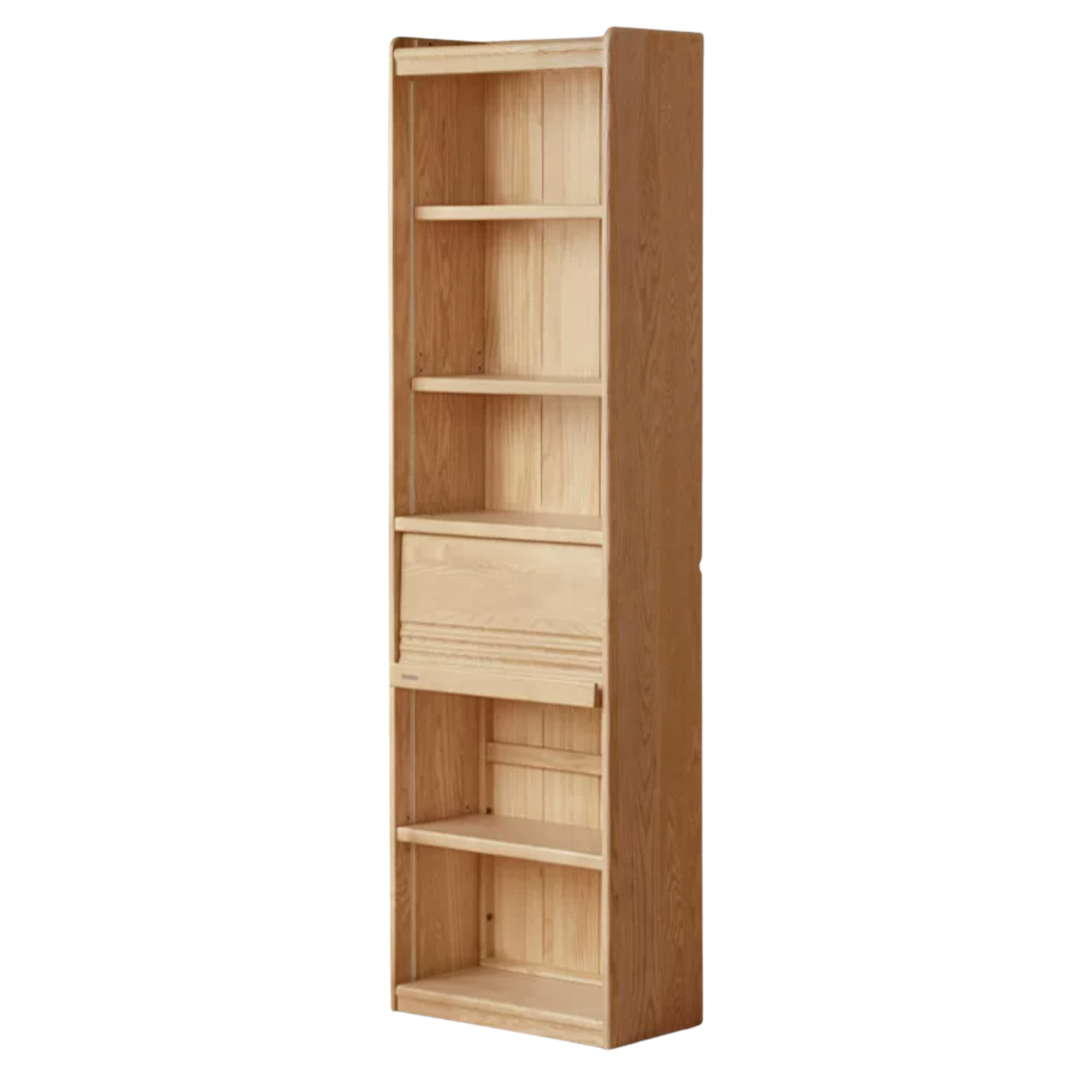 Oak Solid Wood Display Bookcase with Wall-Mounted Option and Storage Cabinet