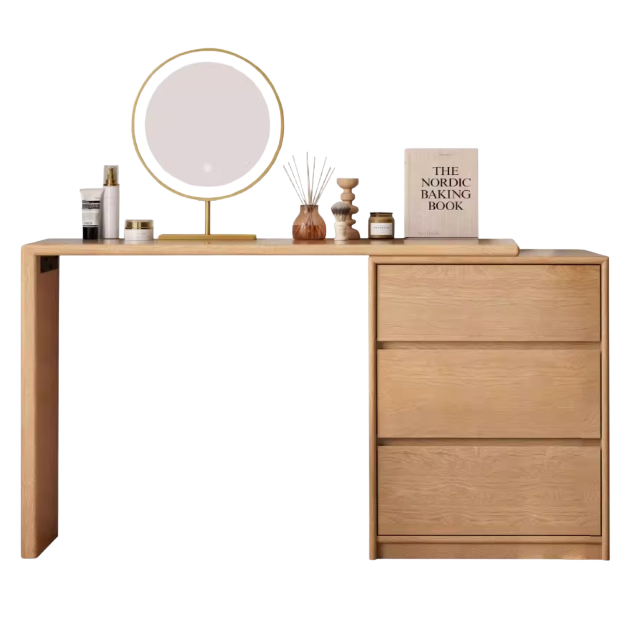 Tulipwood , Oak Solid Wood Telescopic Vanity Table Three Drawers