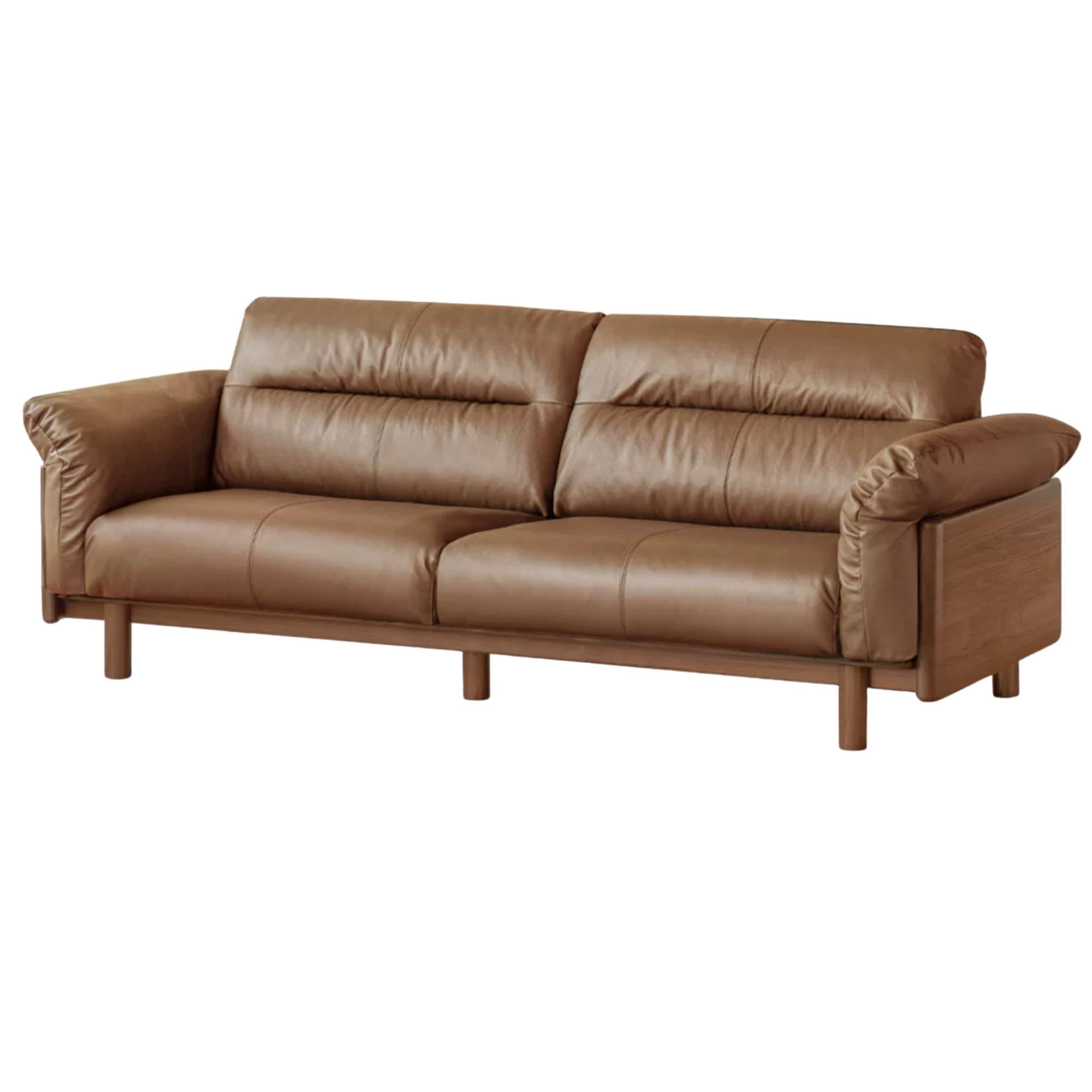 Black Walnut, Oak Solid Wood Sofa Genuine Leather, fabrics