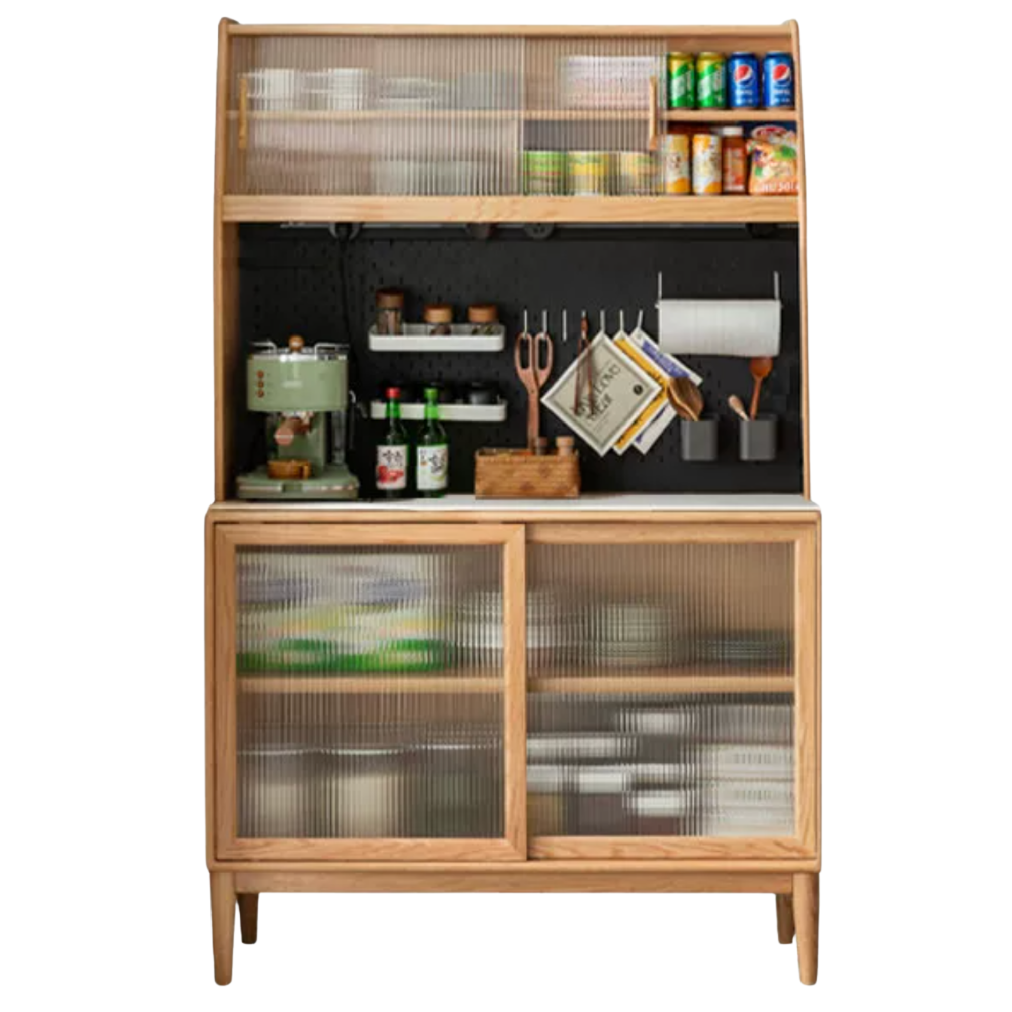 Ash Solid Wood Sideboard Multi-Functional Buffet Cabinet