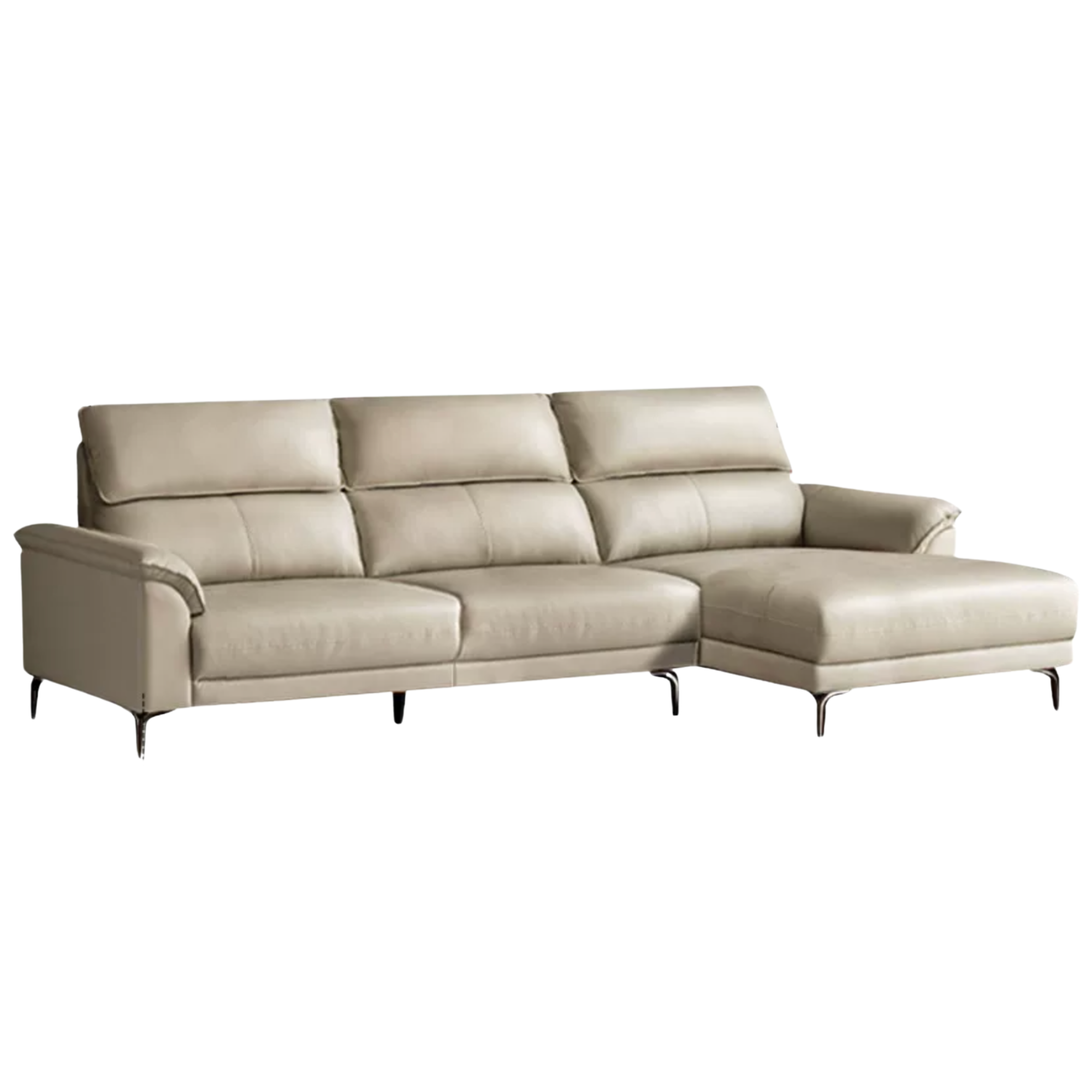 Genuine Leather Italian Minimalist Sectional Sofa – First-Layer Cowhide Corner Sofa with Chaise Lounge