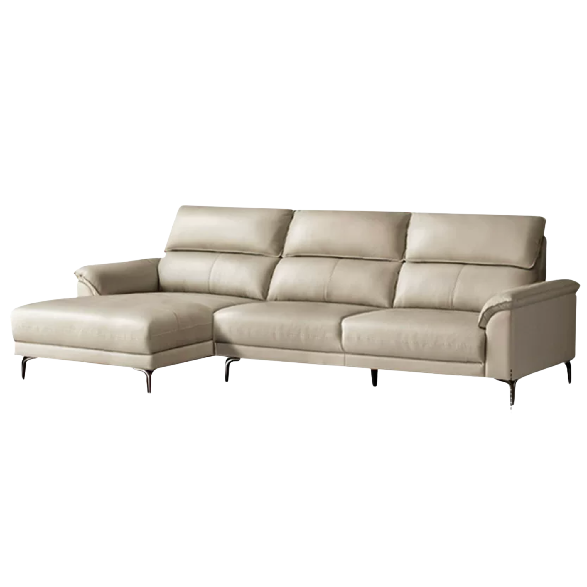 Genuine Leather Italian Minimalist Sectional Sofa – First-Layer Cowhide Corner Sofa with Chaise Lounge