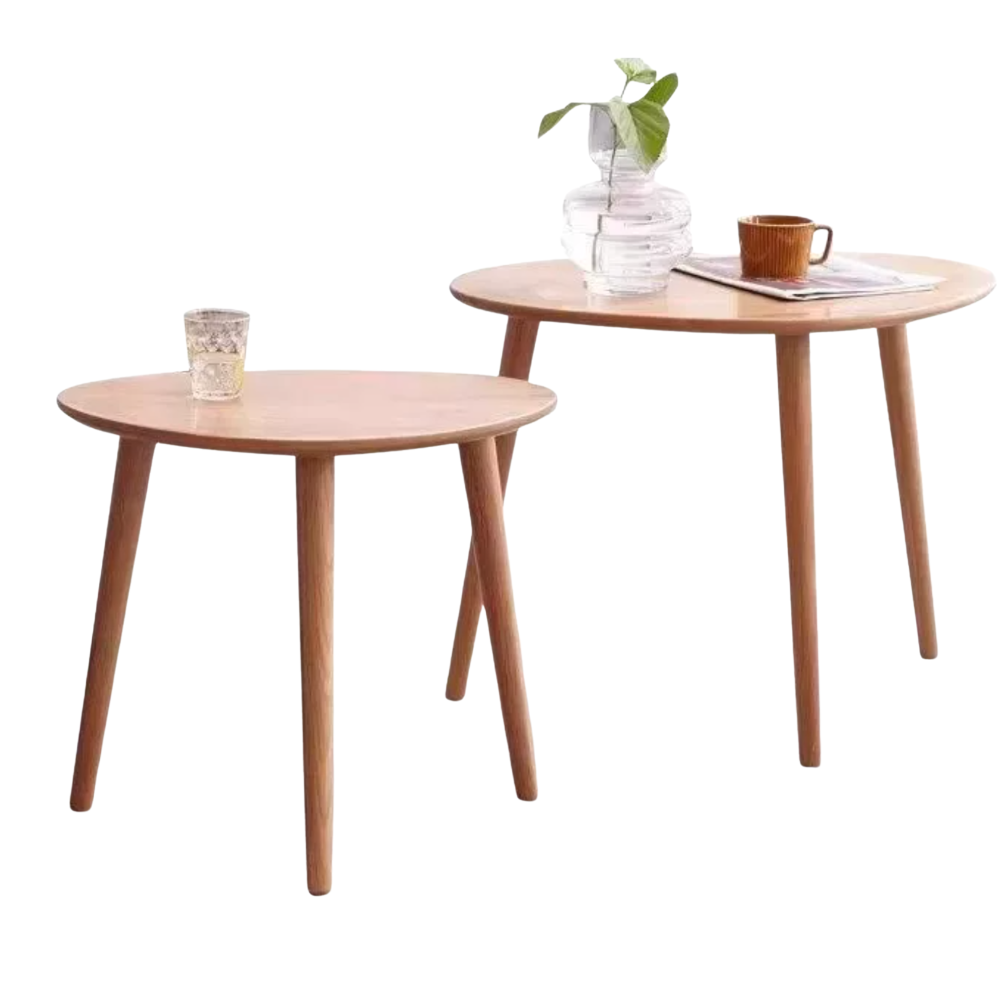 Rubberwood, Oak Solid Wood Walnut Color Side Table
