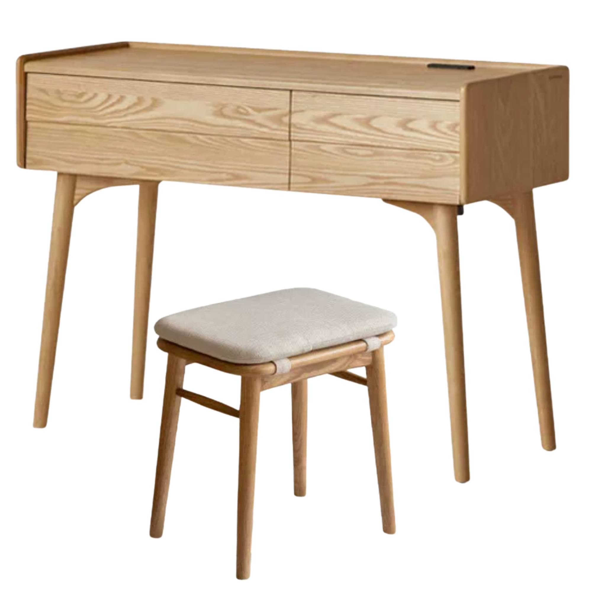 Ash Solid Wood Modern Vanity Table with Storage