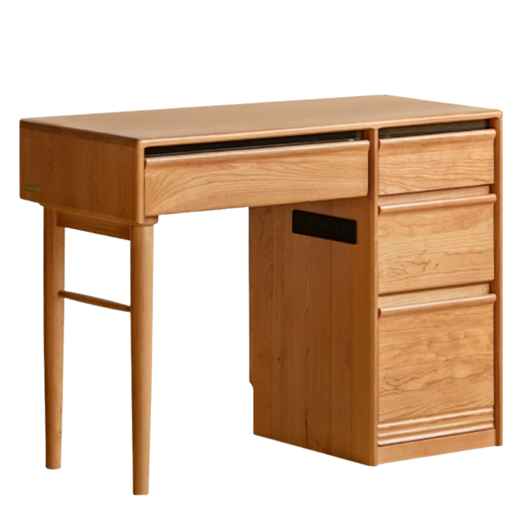 Cherry Solid Wood Vanity Table with Hutch and Drawers, Mid Century Cherry Makeup Table