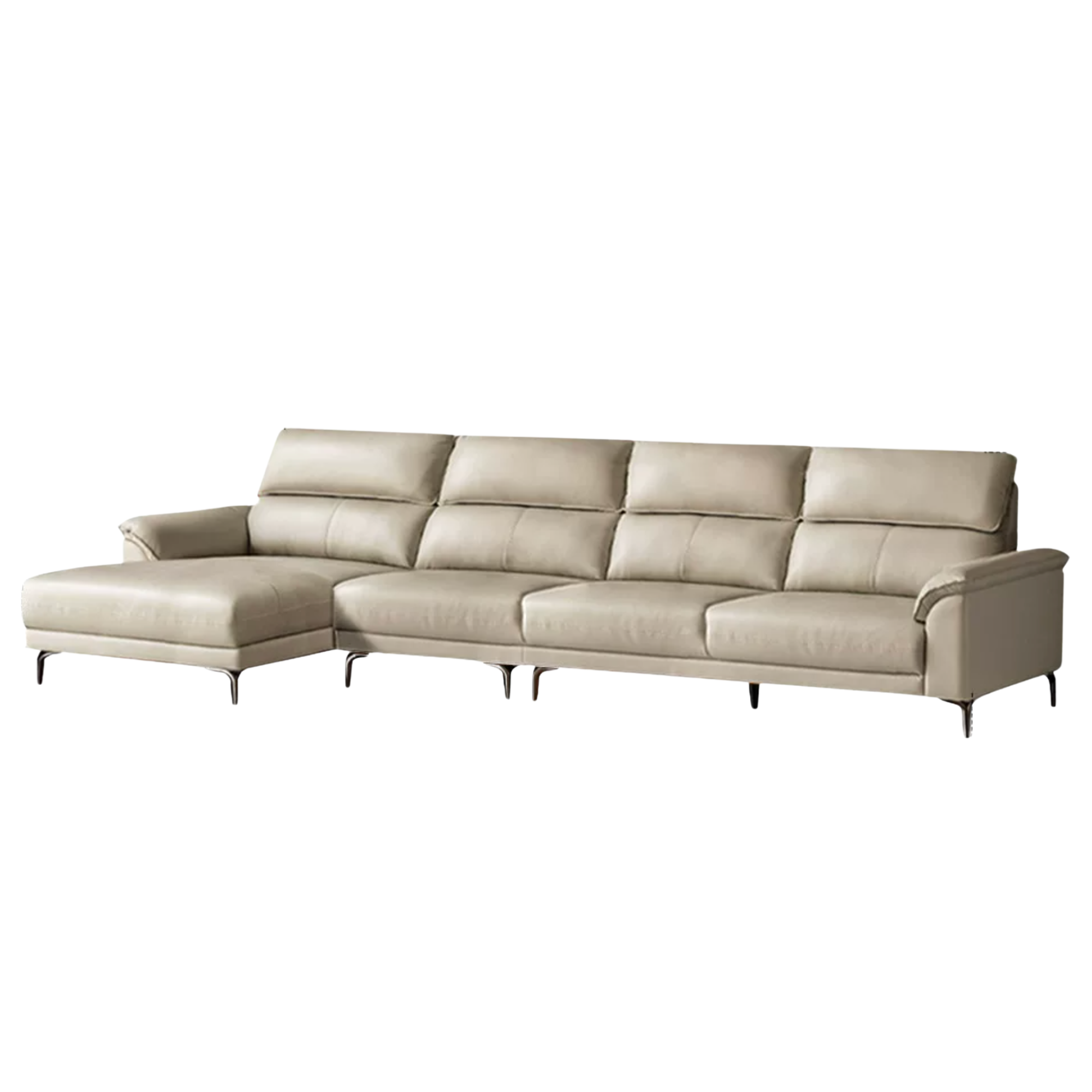 Genuine Leather Italian Minimalist Sectional Sofa – First-Layer Cowhide Corner Sofa with Chaise Lounge