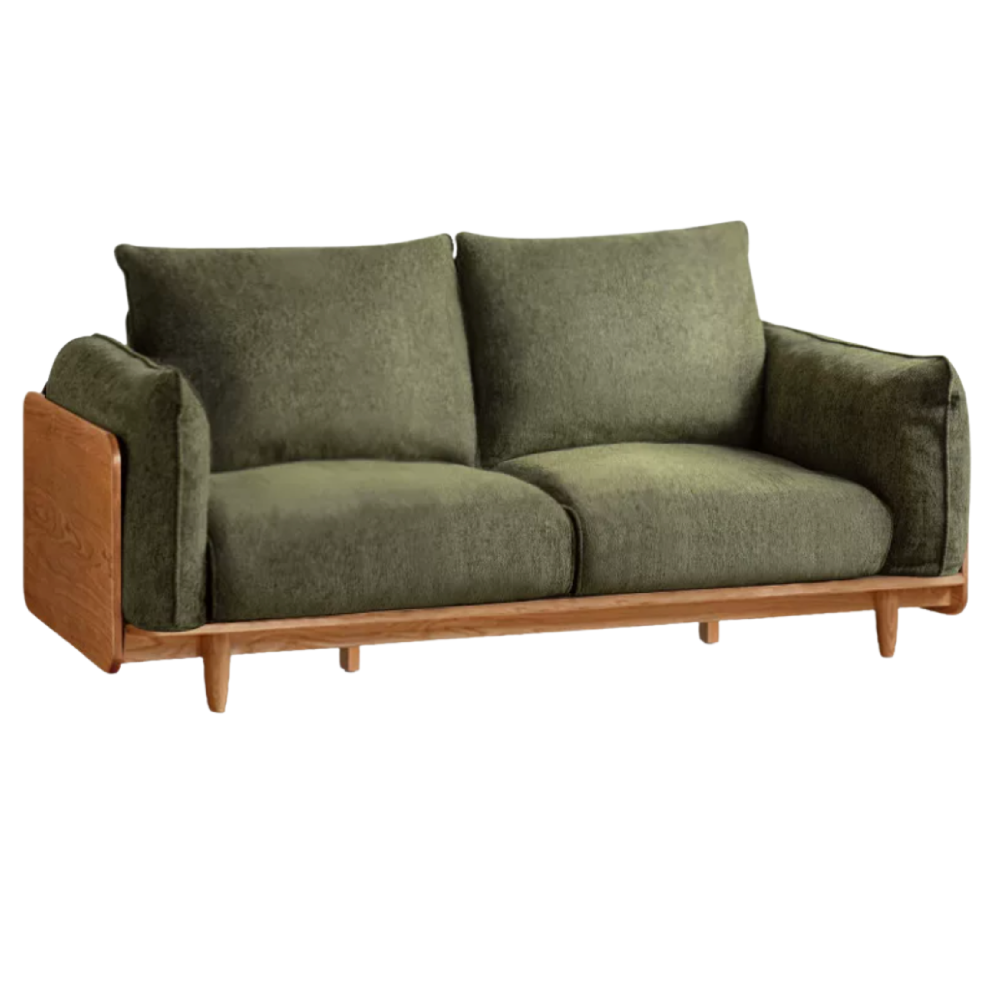 Cherry Wood Contemporary Casual Sofa Genuine Leather, Fabric