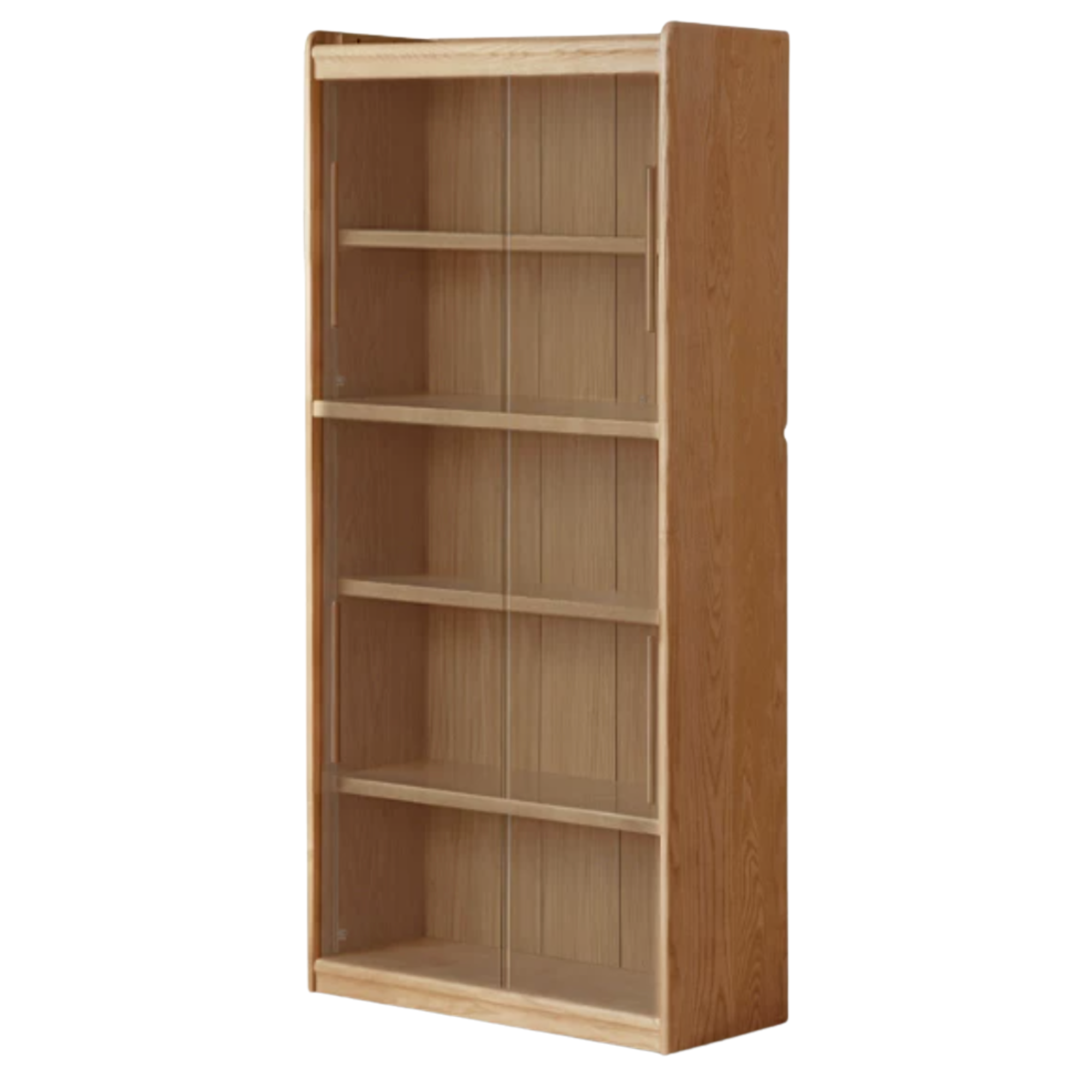 Oak Solid Wood Display Bookcase with Wall-Mounted Option and Storage Cabinet