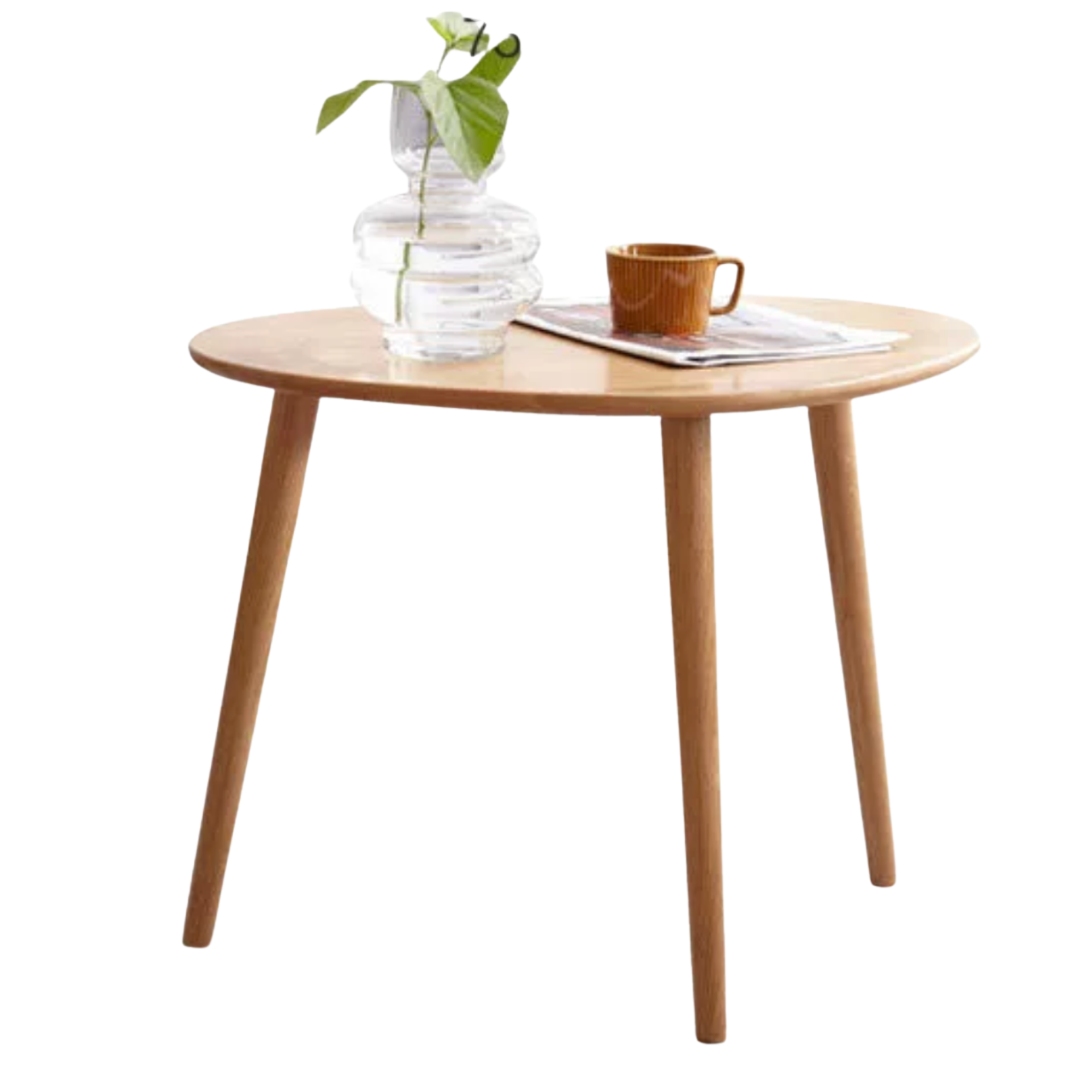 Rubberwood, Oak Solid Wood Walnut Color Side Table