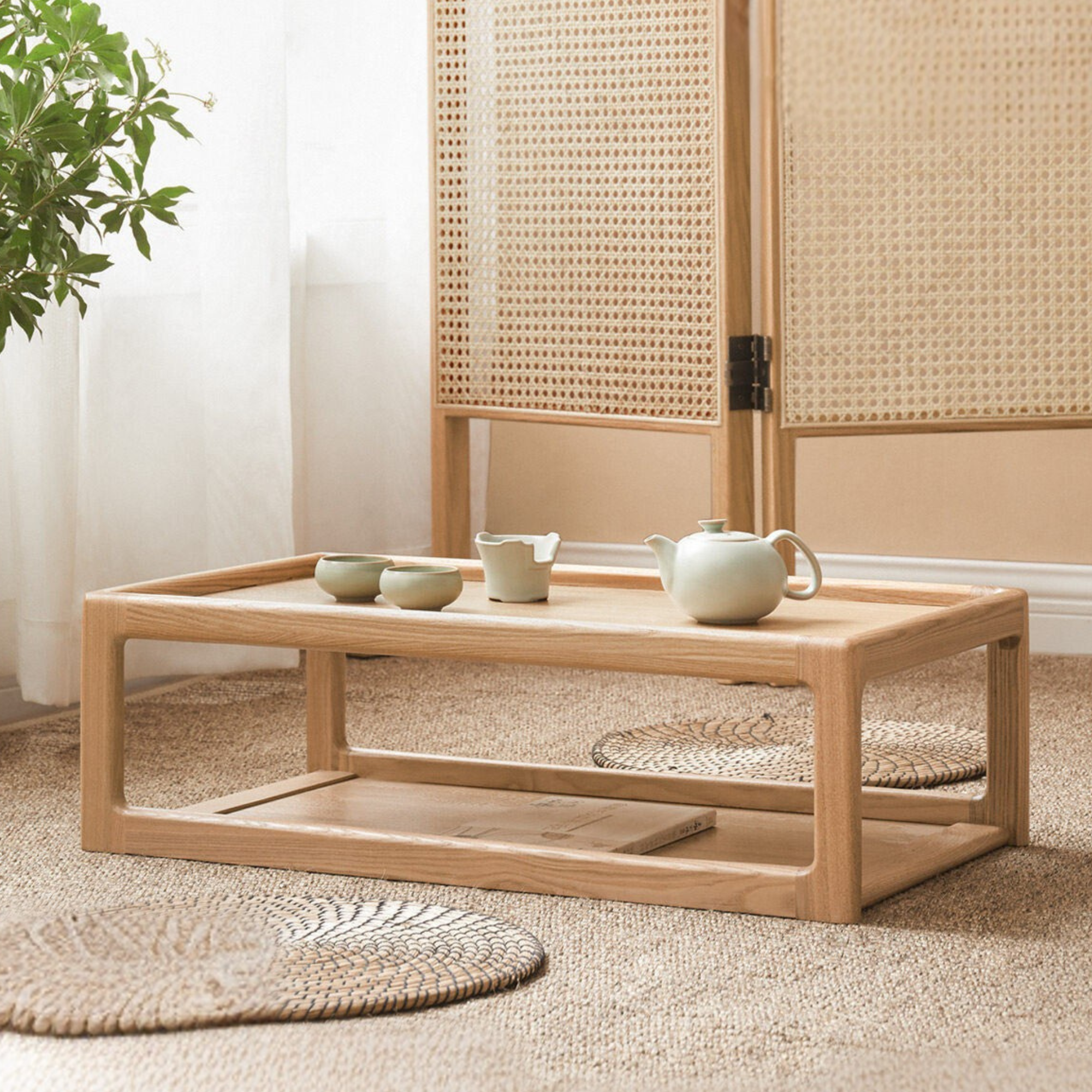 Solid wood kang table ash tea table arhat bed tea table tatami bay