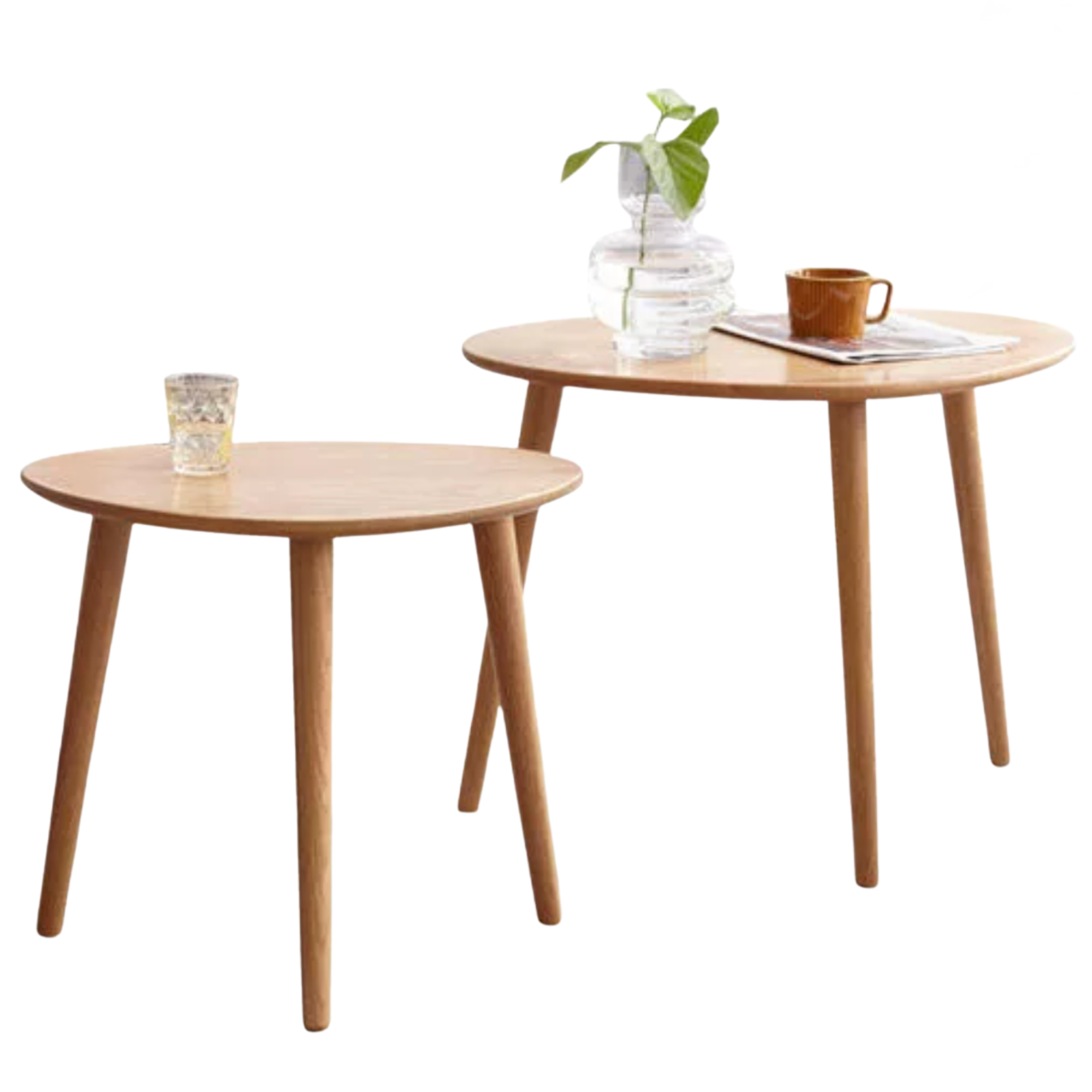 Rubberwood, Oak Solid Wood Walnut Color Side Table