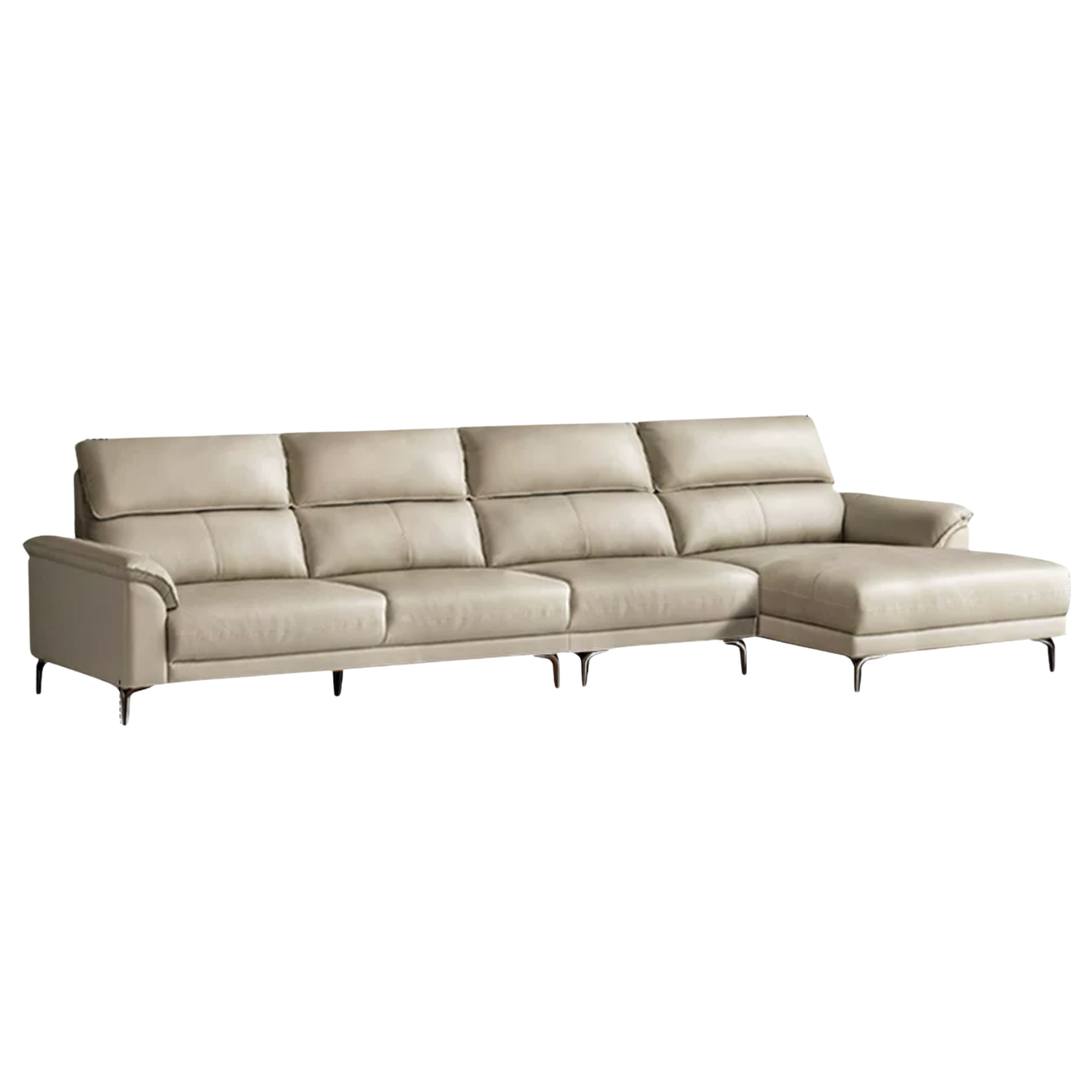 Genuine Leather Italian Minimalist Sectional Sofa – First-Layer Cowhide Corner Sofa with Chaise Lounge