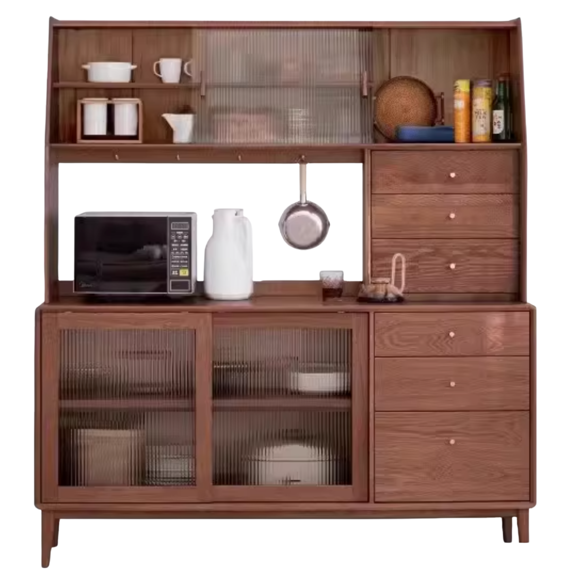 Solid Rubberwood, Oak Solid Wood Sideboard, Buffet Cabinet