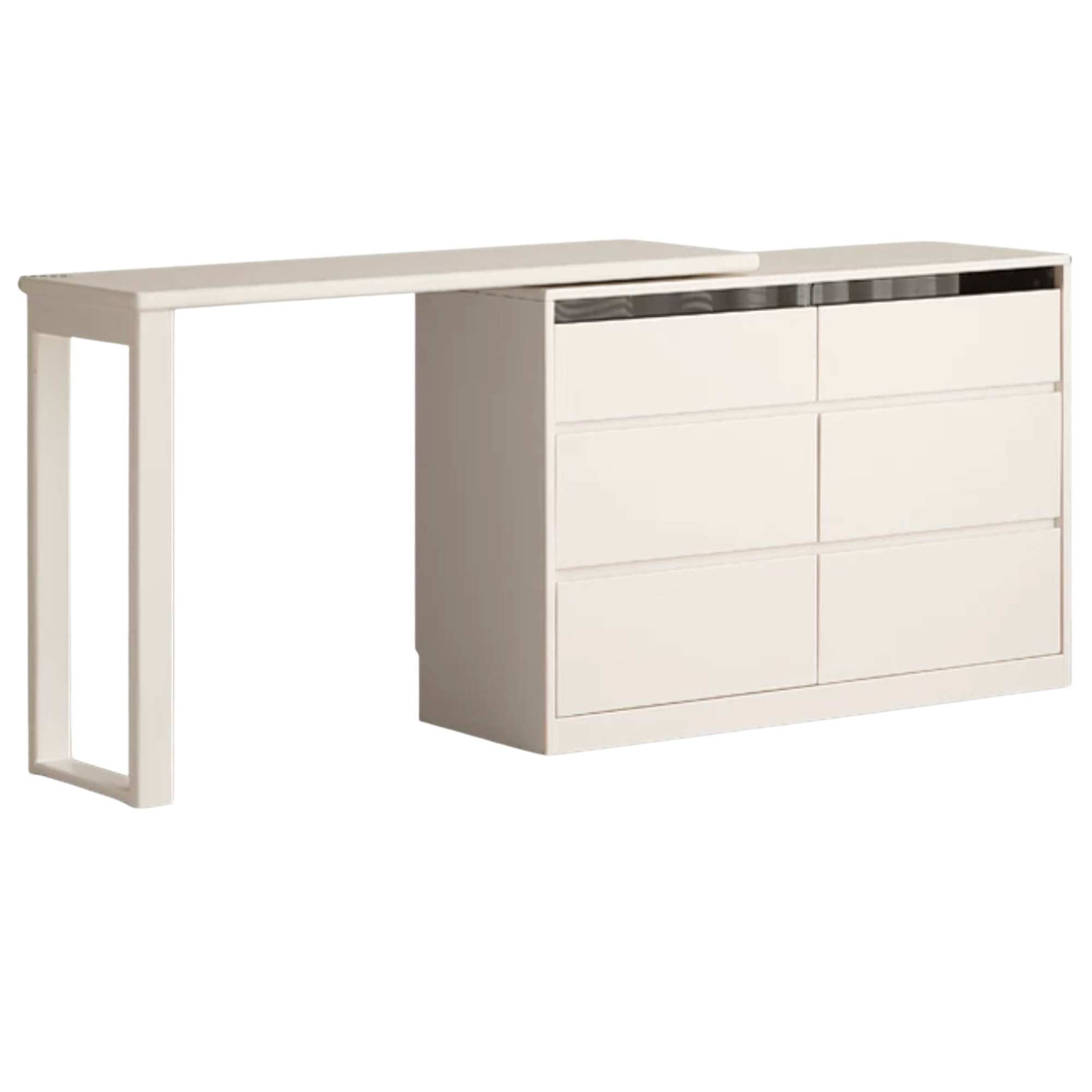 Solid Rubberwood White Cream Vanity Table