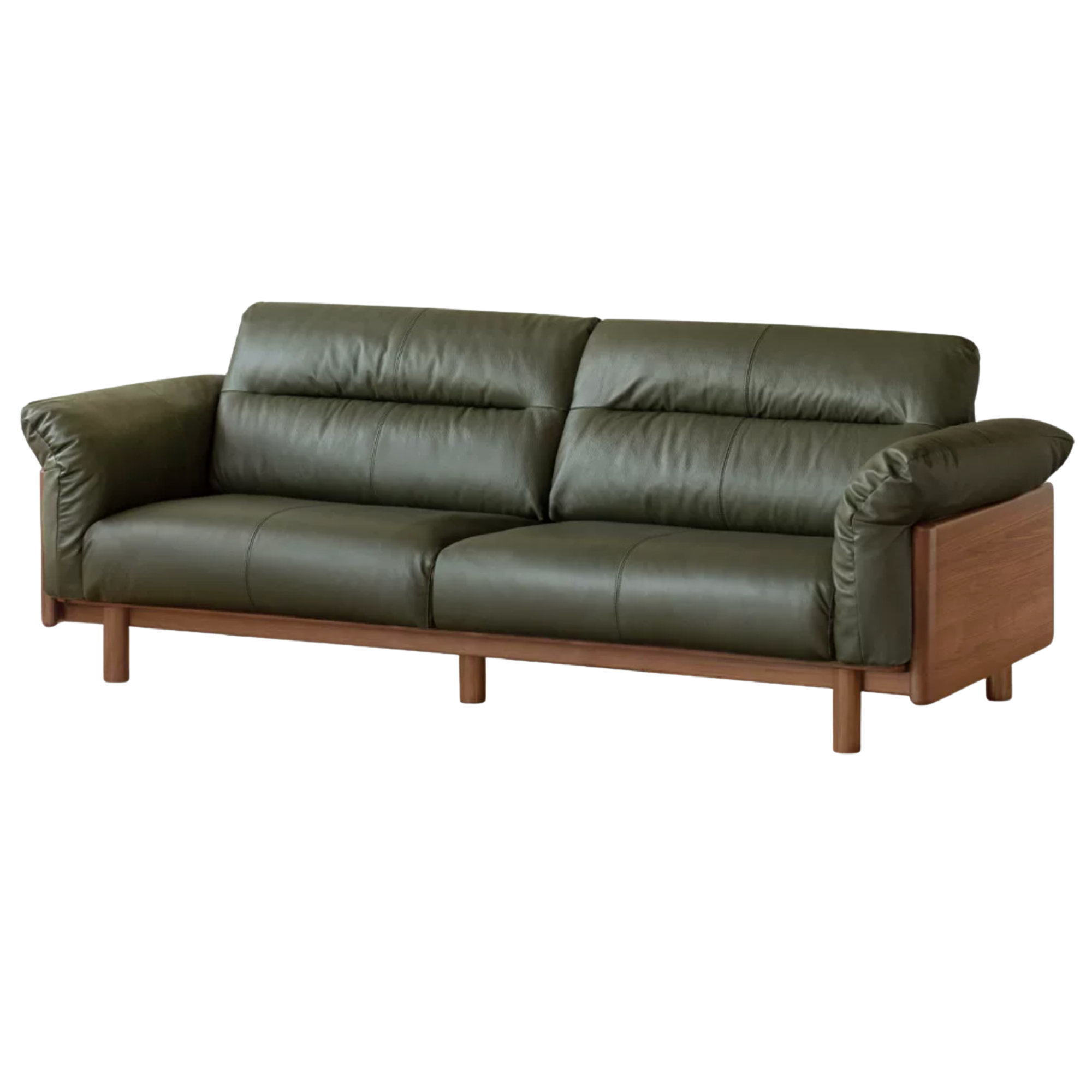 Black Walnut, Oak Solid Wood Sofa Genuine Leather, fabrics