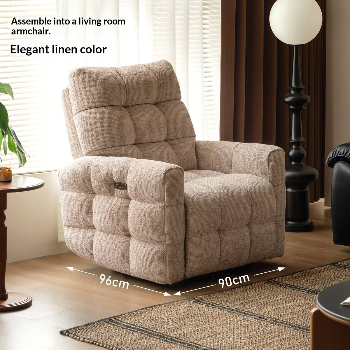 French Modern Recliner Accent Chair in Fabric