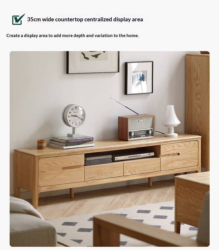 Oak, Solid Rubberwood Modern TV Stand