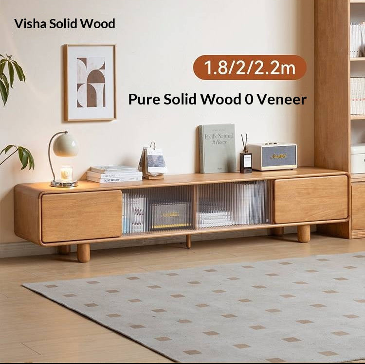 Solid Rubberwood Scandinavian TV Stand