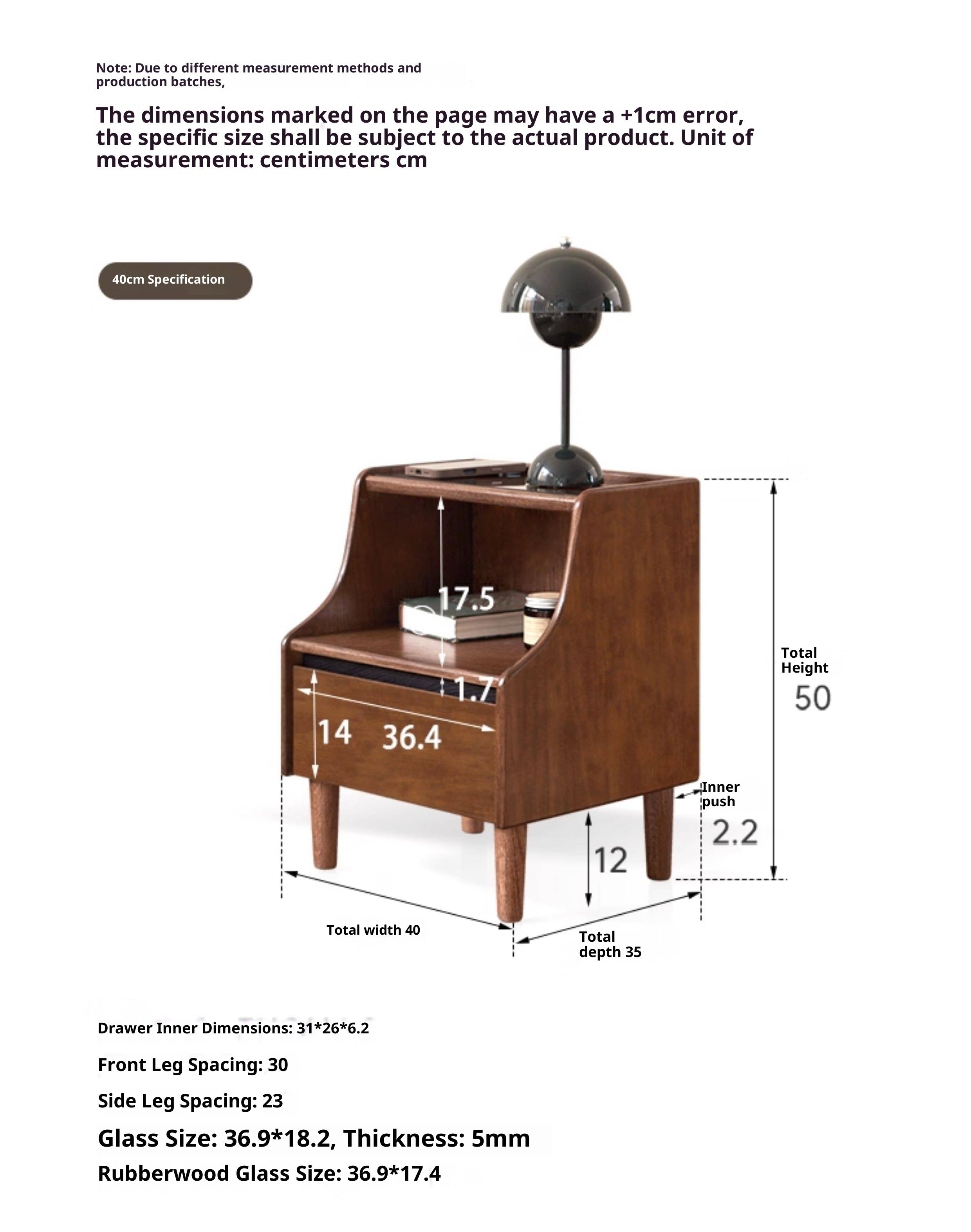 Solid Rubberwood, Oak Solid Wood Nightstand