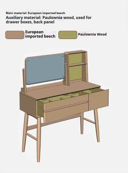 Beech Solid Wood Nordic Style Vanity Table.