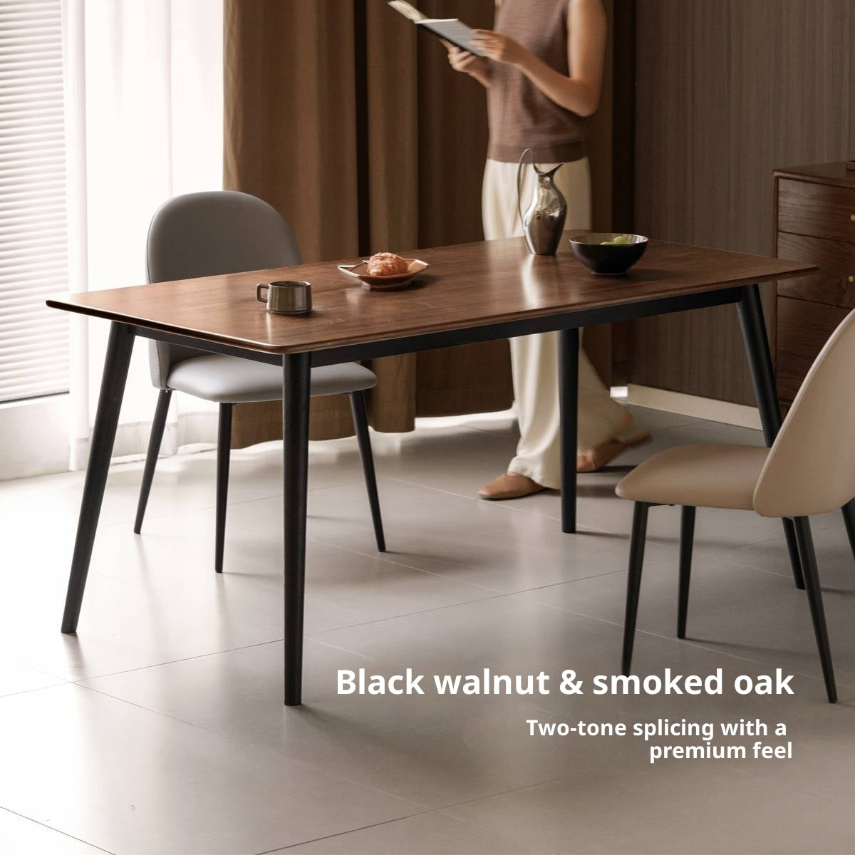 Black Walnut Solid Wood Italian Light Luxury Dining Table