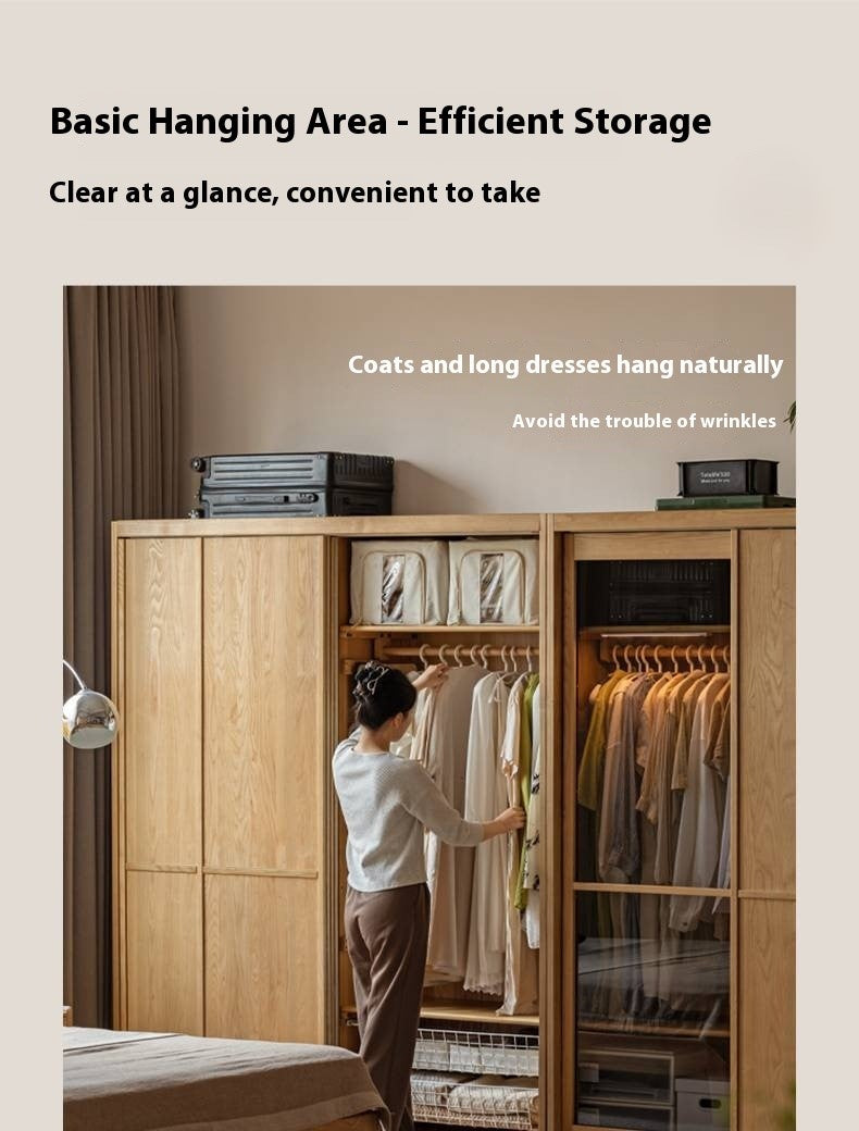 Ash Solid Wood Modern Wardrobe With Sliding Doors