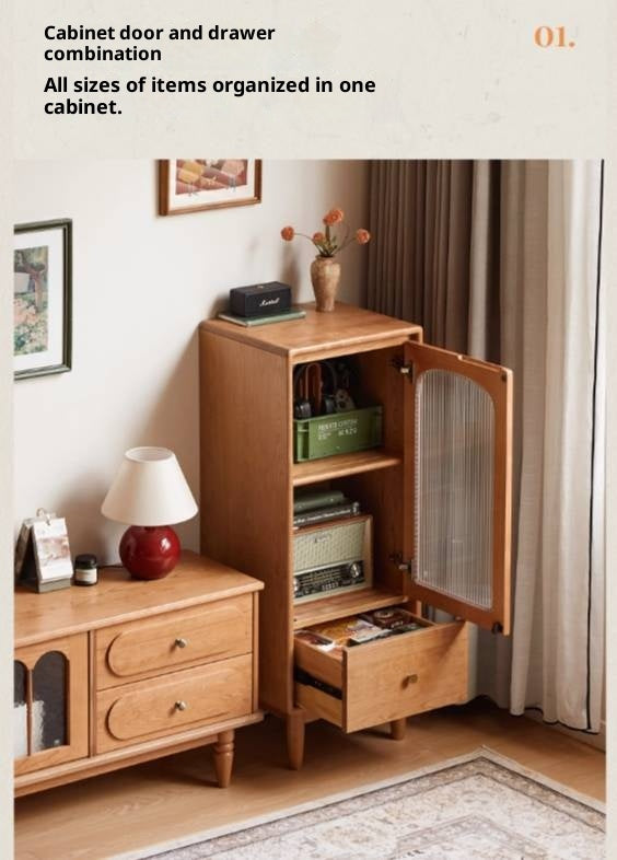 Cherry Solid Wood Vintage Style Side Cabinet