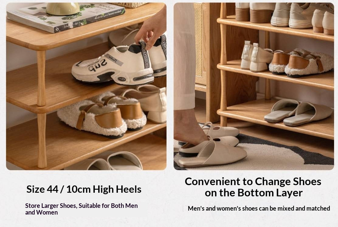 Rubberwood Solid Wood Shoe Rack Multi Layer Storage Organizer