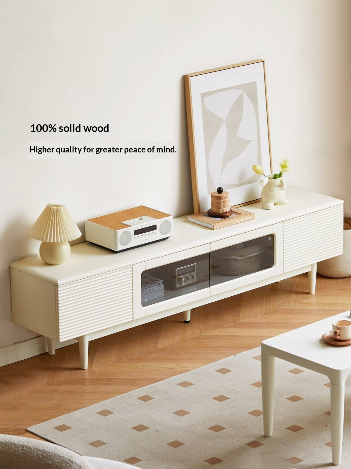 Pine, Cherry Solid Wood TV Cabinet, Rock Board.