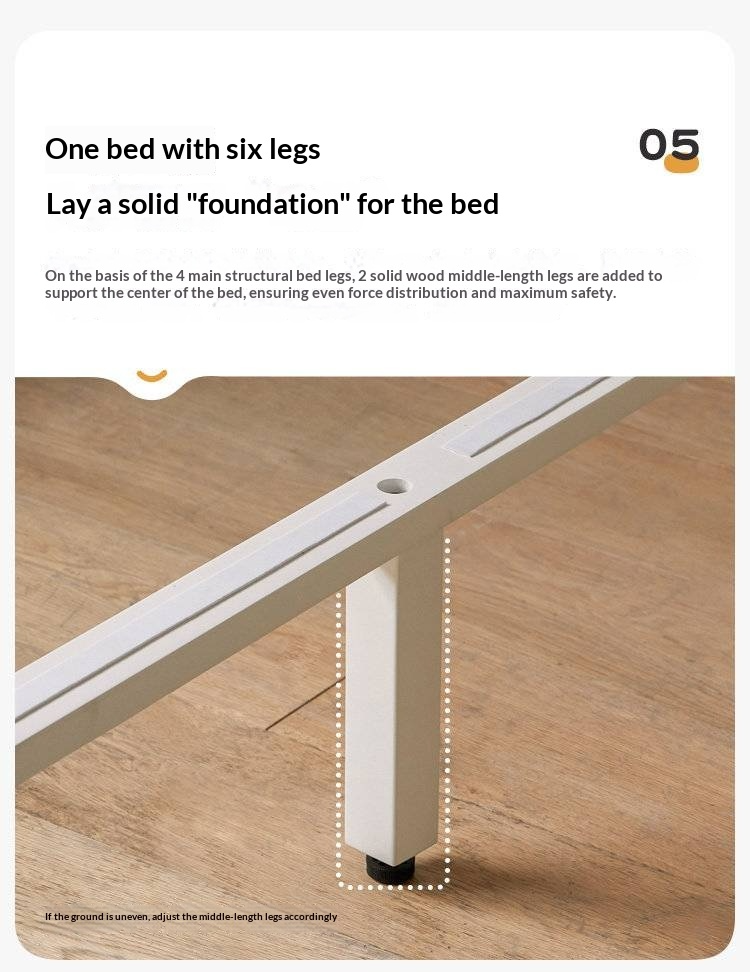 Pine Solid Wood Bed — Nordic Minimalist Cream Style Large Bed