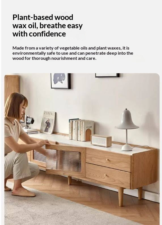 Ash Solid Wood TV Stand Rock Slab.