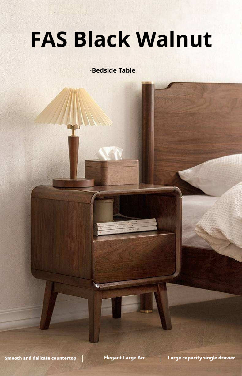 Black Walnut, Ash Solid Wood Modern Nightstand