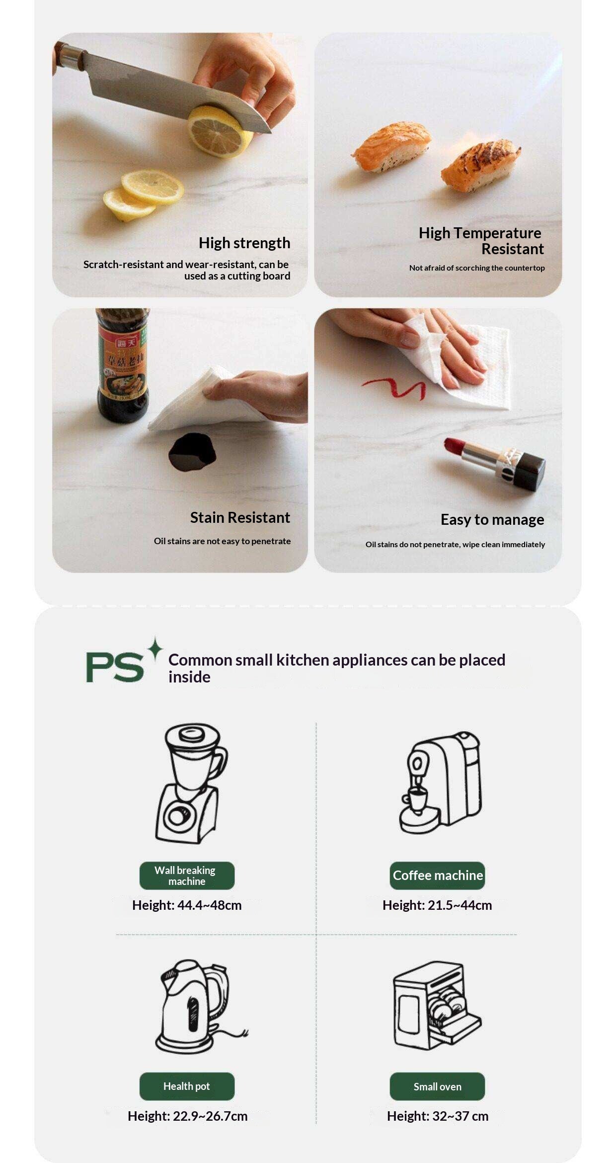 Oak Solid Wood Modern Rock Board Side High Buffet