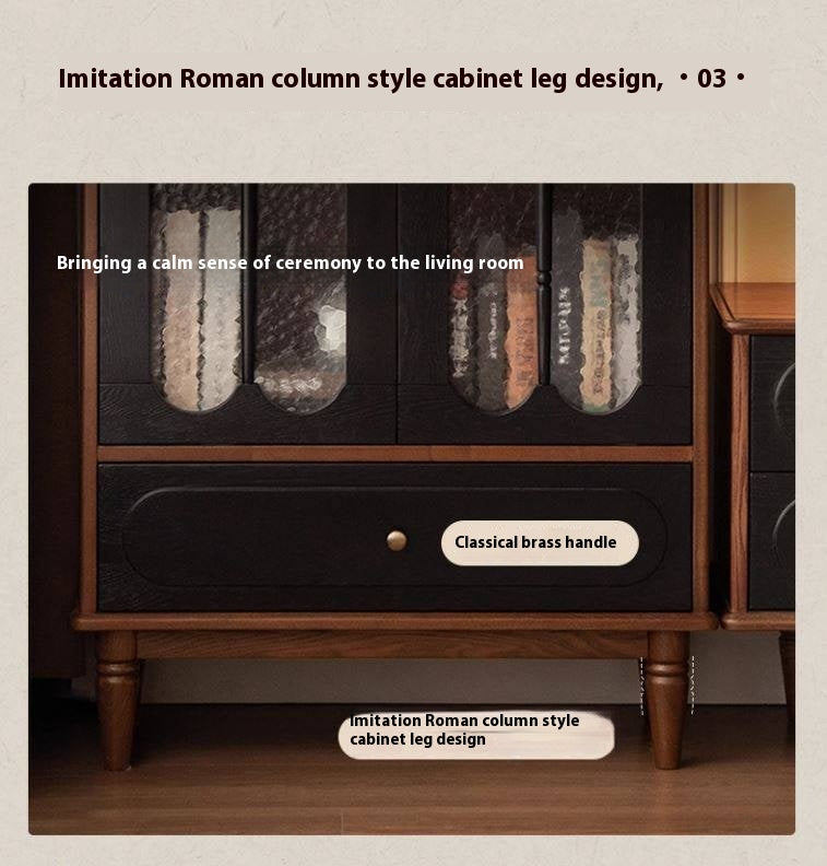 Ash Solid Wood French Retro Side Cabinet.