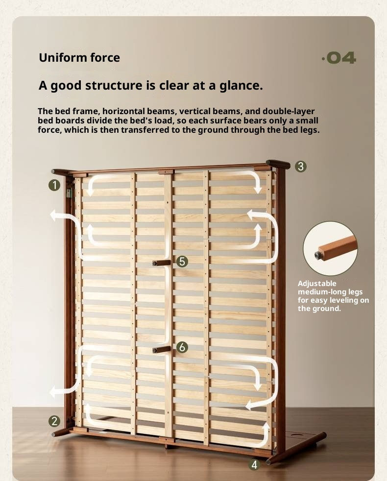 Poplar Solid Wood Bed, Bauhaus Vintage Style