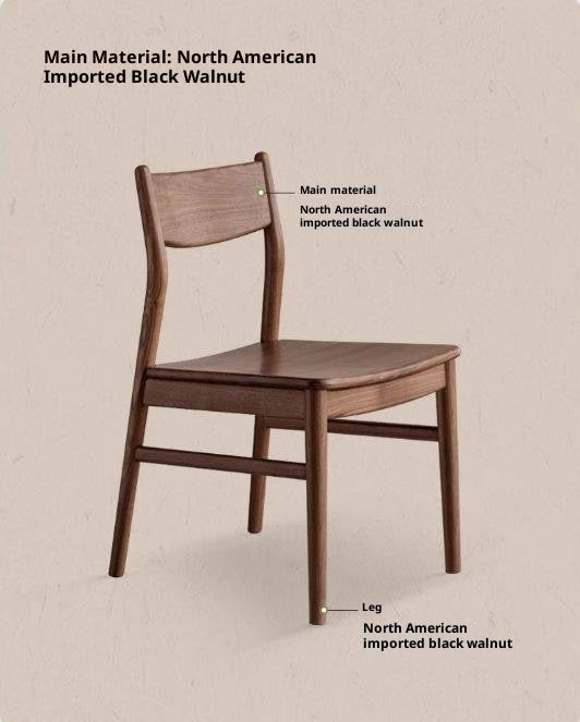 Set 4 Pcs Black Walnut, Ash, Oak, White Oak, Beech, Sandalwood Solid Wood Dining Chair