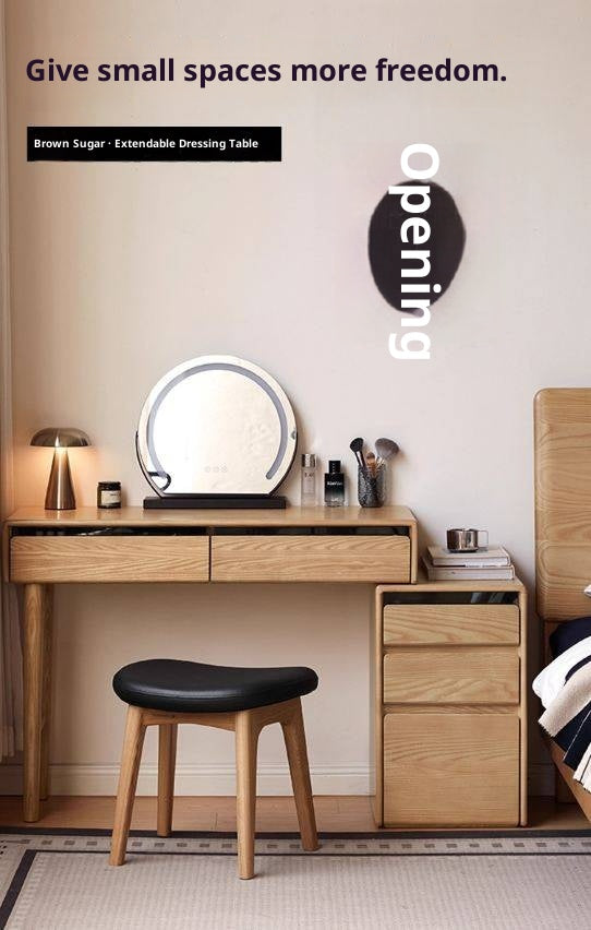 Ash Solid Wood Modern Retractable Dressing Table