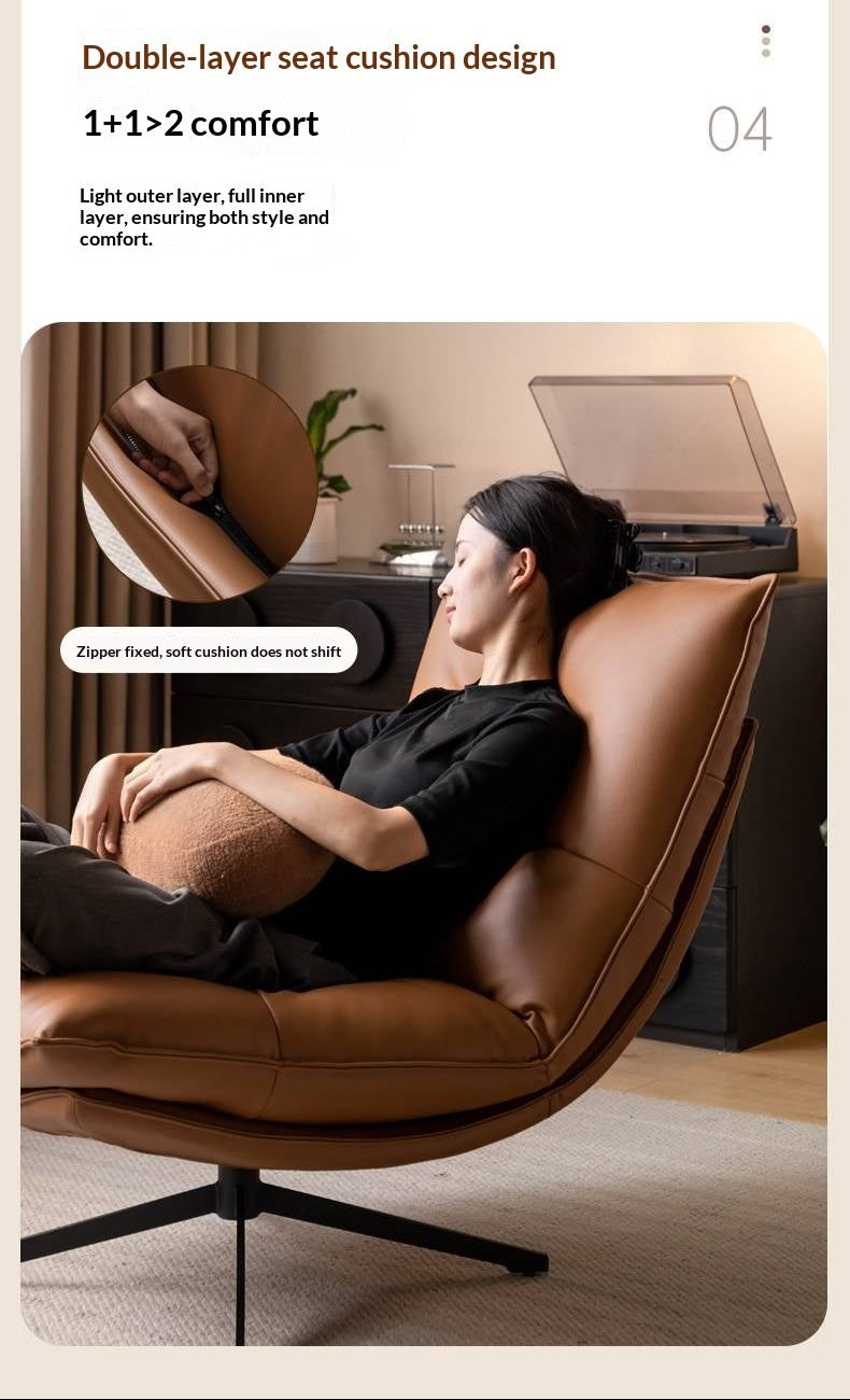 Italian Modern Swivel Lounge Chair with Upholstered Cushion eco leather