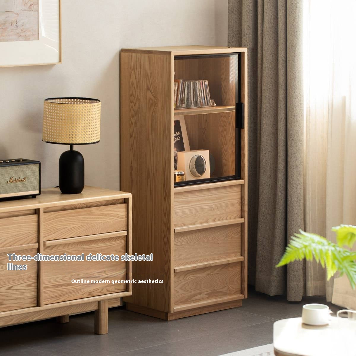 Ash Solid Wood Modern Side Cabinet