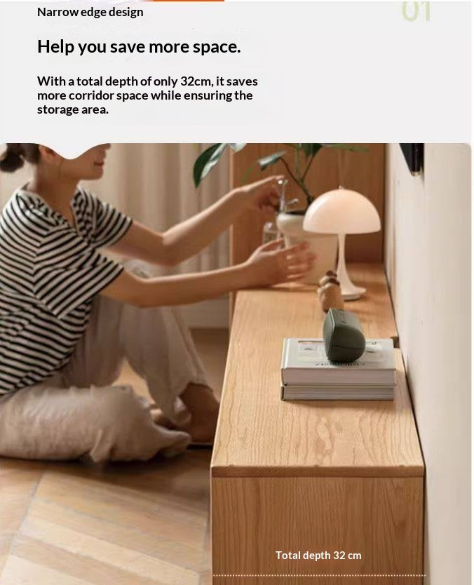 Solid RubberWood, Oak Solid Wood TV Stand Glass Sliding Door