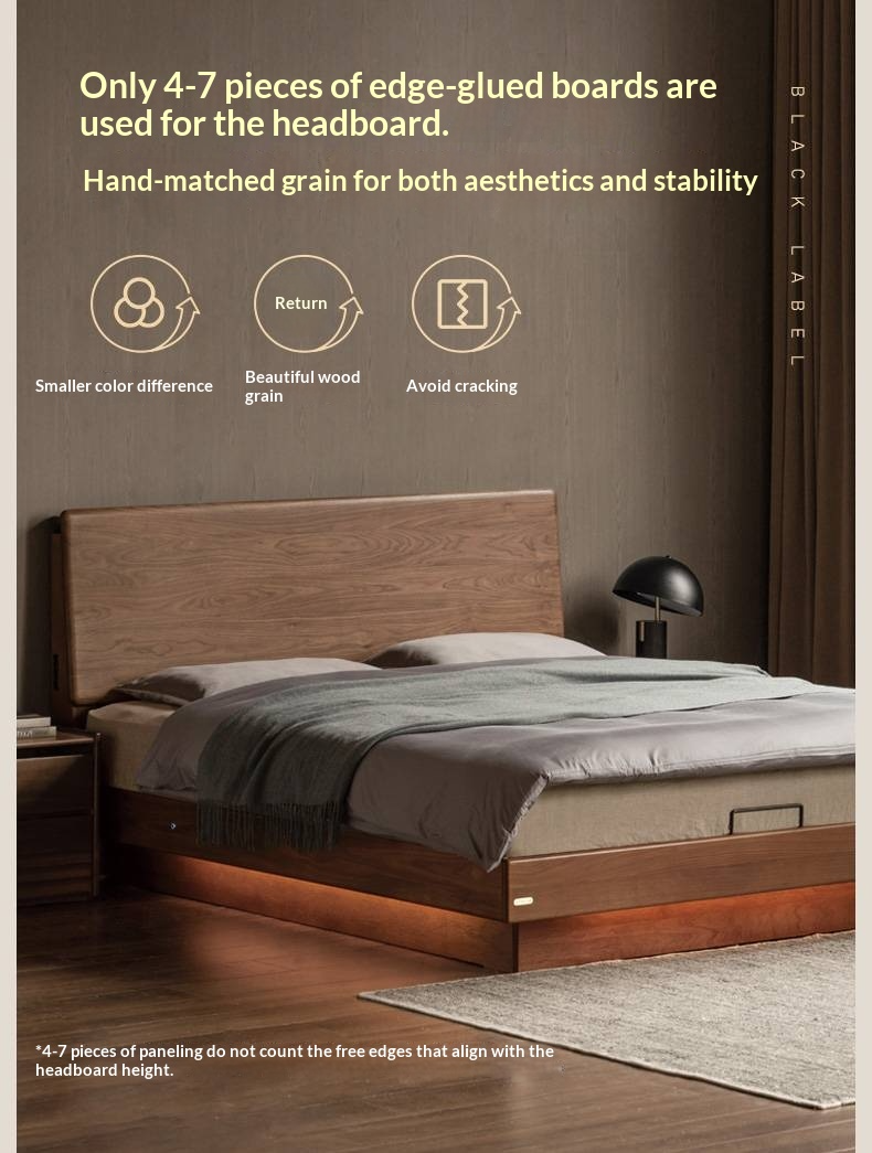 Black Walnut Solid Wood Italian Light Luxury Electric Suspended Box Bed