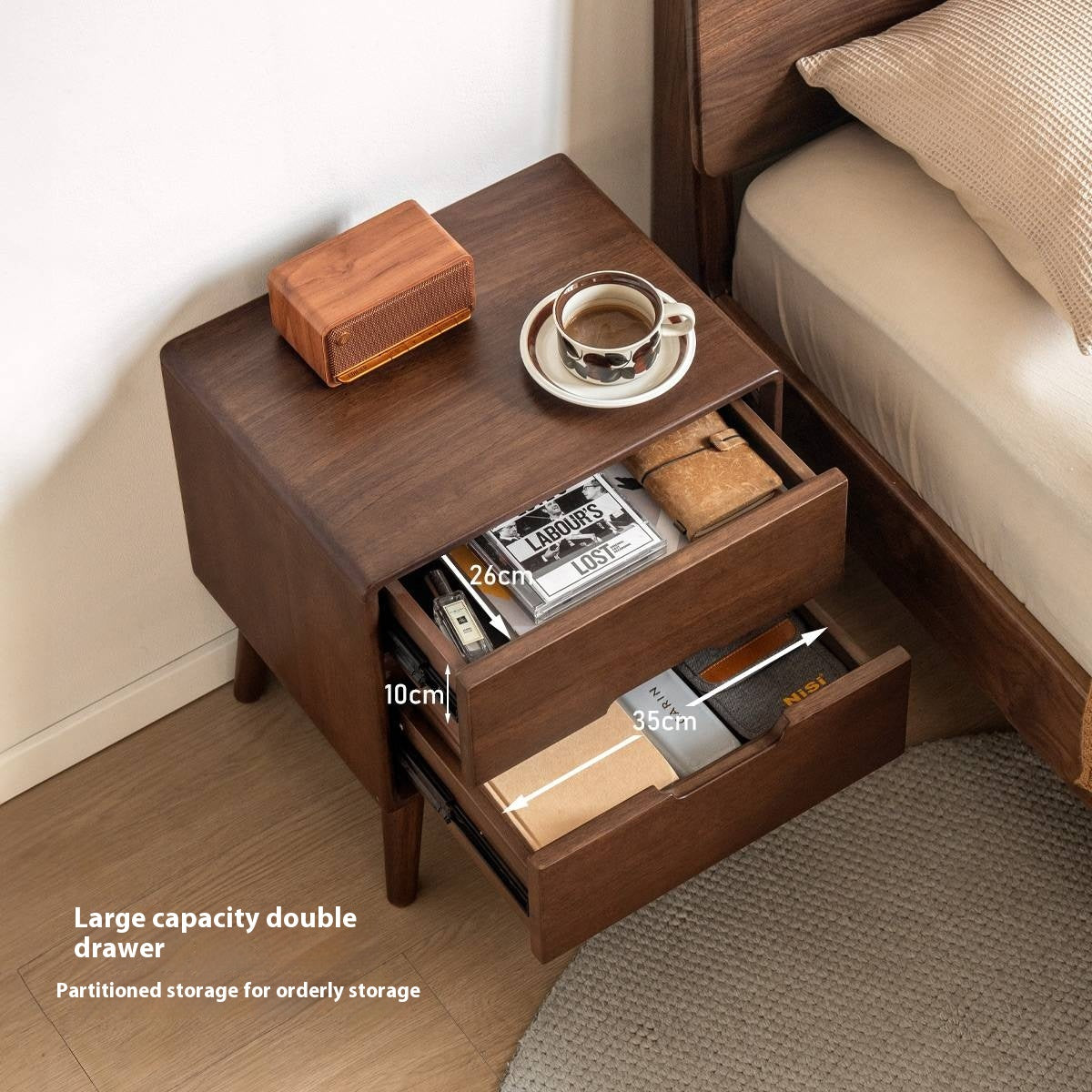 Sandalwood Solid Wood Modern Style Nightstand