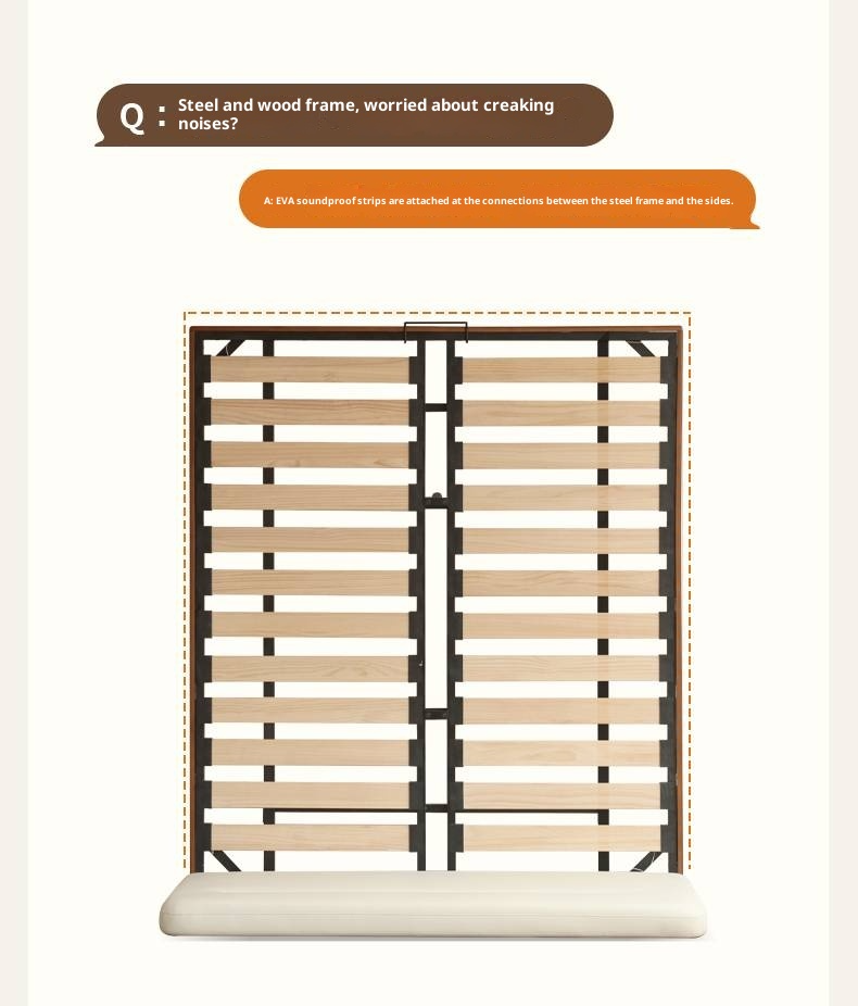 Poplar Solid Wood Floating Soft Bed, Vintage with Light